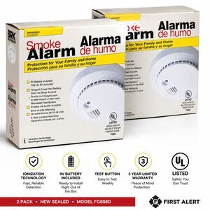 2x BRK First Alert FG888D Smoke Alarm Ionization Smoke Detector 9VBat NEW Sealed